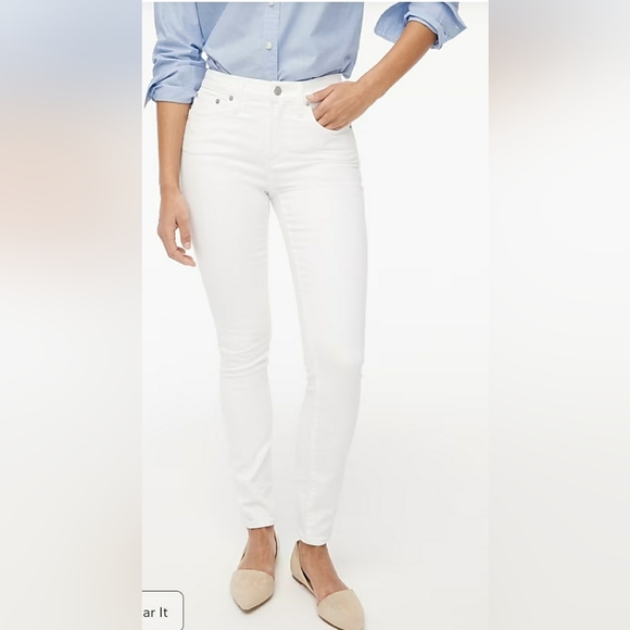 J Crew Factory NWT Petite 9" Mid-Rise Skinny Jeans in White Wash Size 27P - Picture 1 of 8